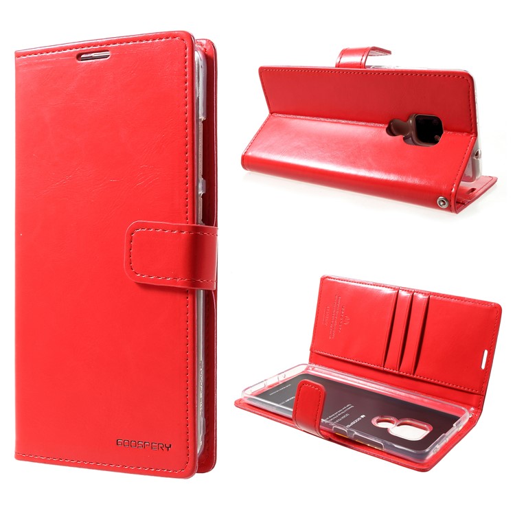 MERCURY GOOSPERY Blue Moon Wallet Leather Case for Huawei Mate 20 - Red-1