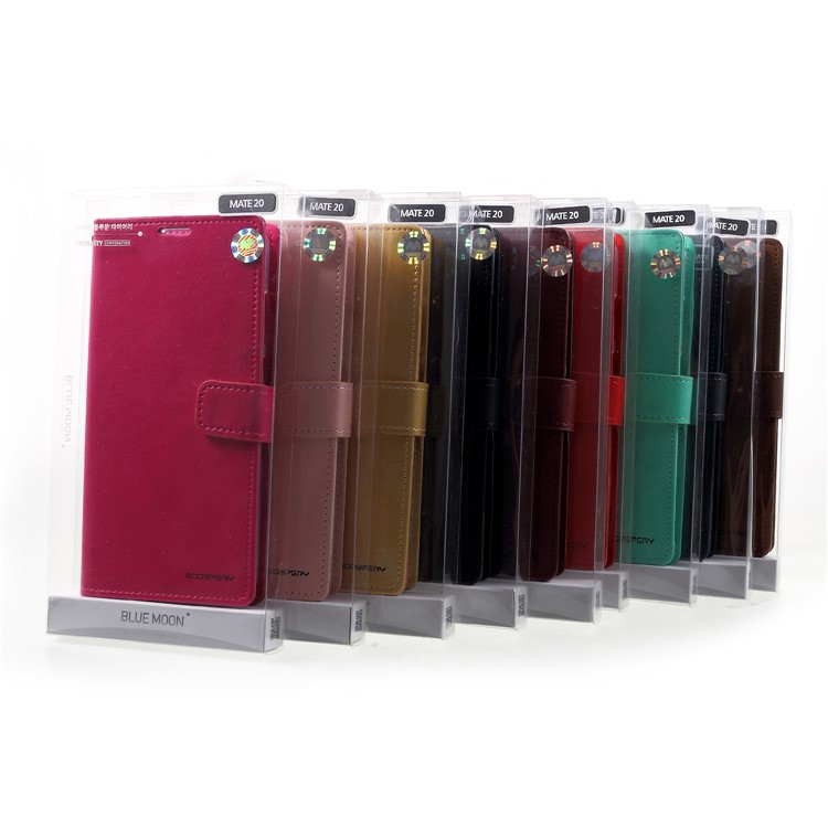 MERCURY GOOSPERY Blue Moon Wallet Leather Case for Huawei Mate 20 - Red-7