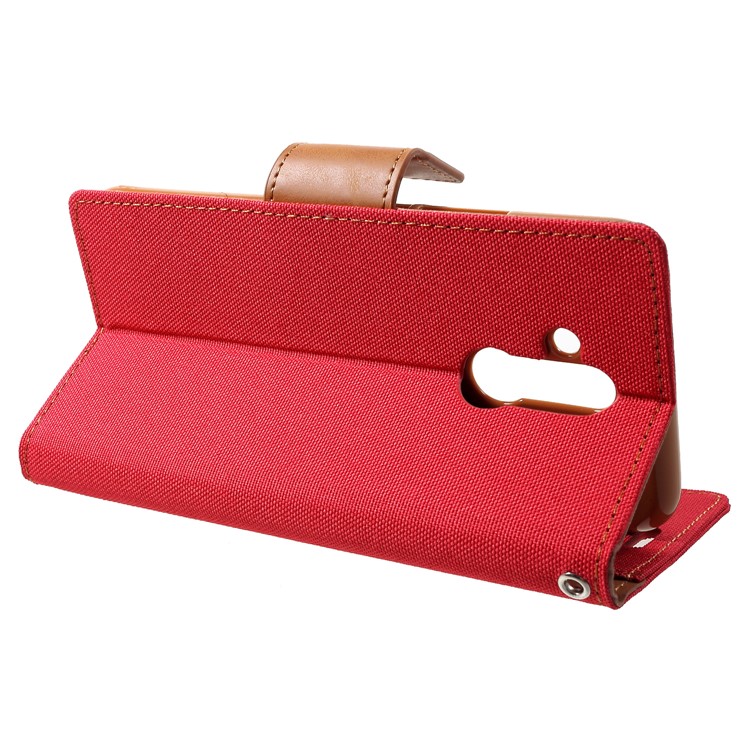 MERCURY GOOSPERY Canvas Leather Wallet Case for Huawei Mate 20 Lite - Red-4
