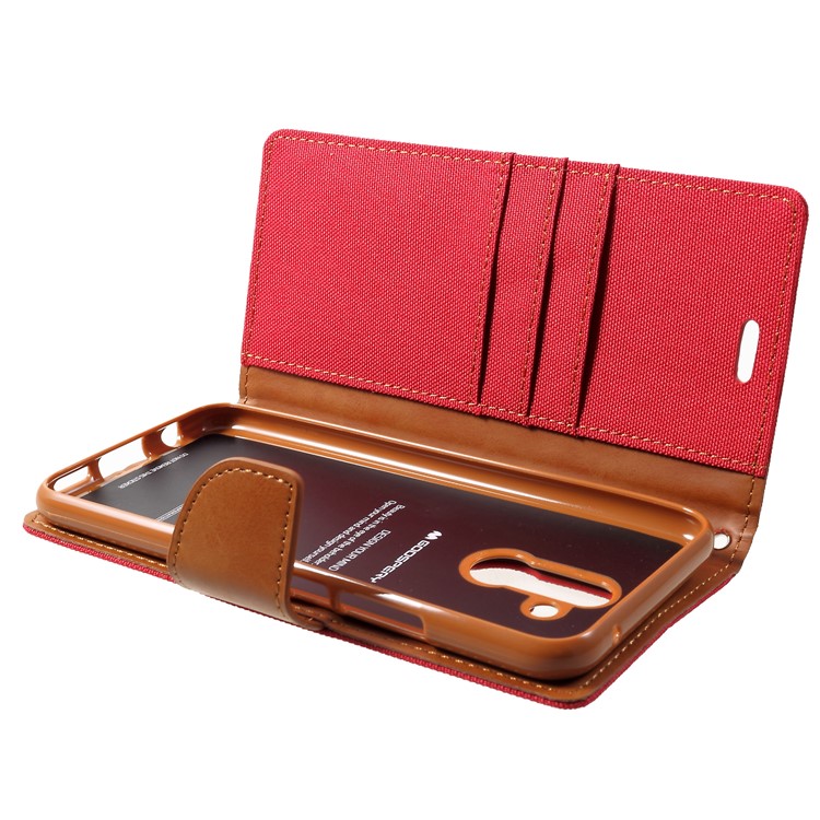MERCURY GOOSPERY Canvas Leather Wallet Case for Huawei Mate 20 Lite - Red-5