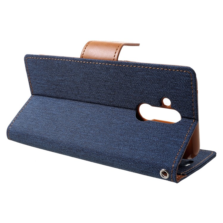 MERCURY GOOSPERY Canvas Leather Stand Cover with Card Slots for Huawei Mate 20 Lite - Dark Blue-4