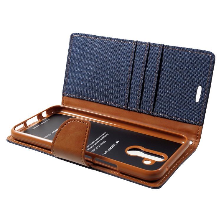 MERCURY GOOSPERY Canvas Leather Stand Cover with Card Slots for Huawei Mate 20 Lite - Dark Blue-5