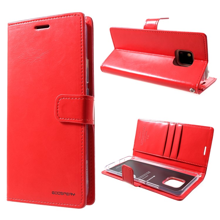 MERCURY GOOSPERY Blue Moon Wallet Leather Case for Huawei Mate 20 Pro - Red-1