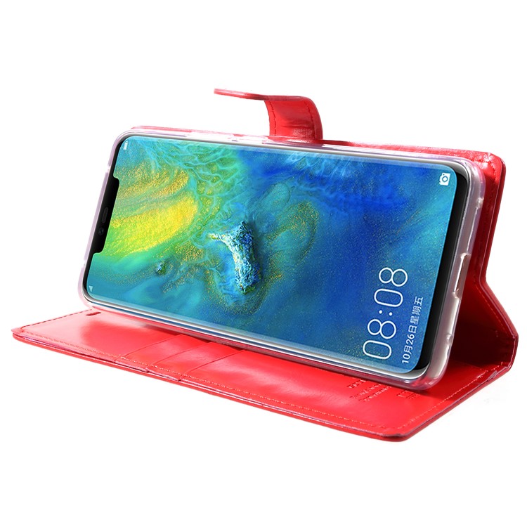 MERCURY GOOSPERY Blue Moon Wallet Leather Case for Huawei Mate 20 Pro - Red-4