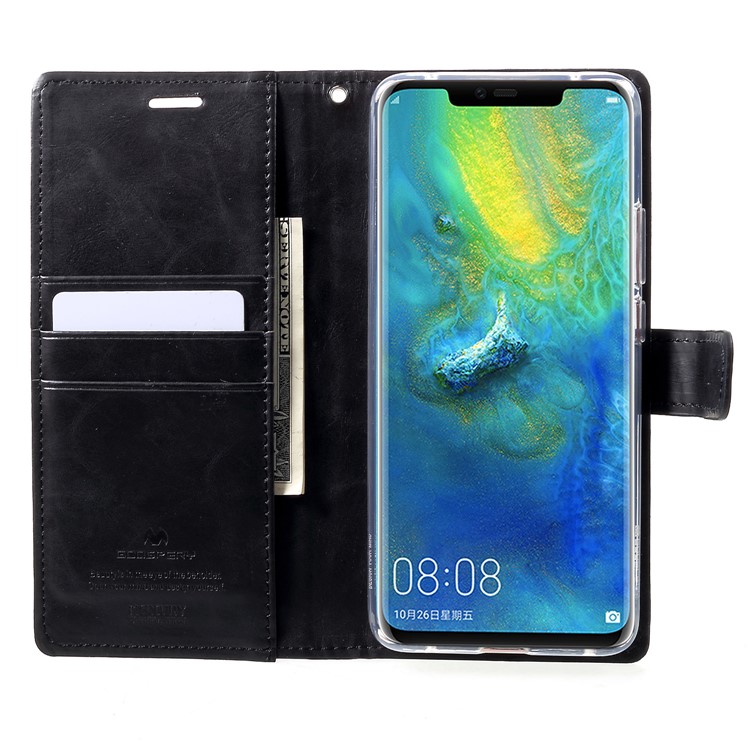 MERCURY GOOSPERY Blue Moon Wallet Leather Cover for Huawei Mate 20 Pro - Black-6