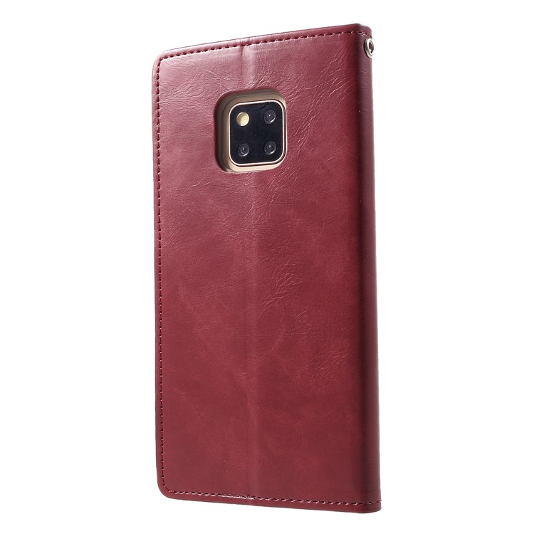 MERCURY GOOSPERY Blue Moon Wallet Leather Shell for Huawei Mate 20 Pro - Wine Red-2