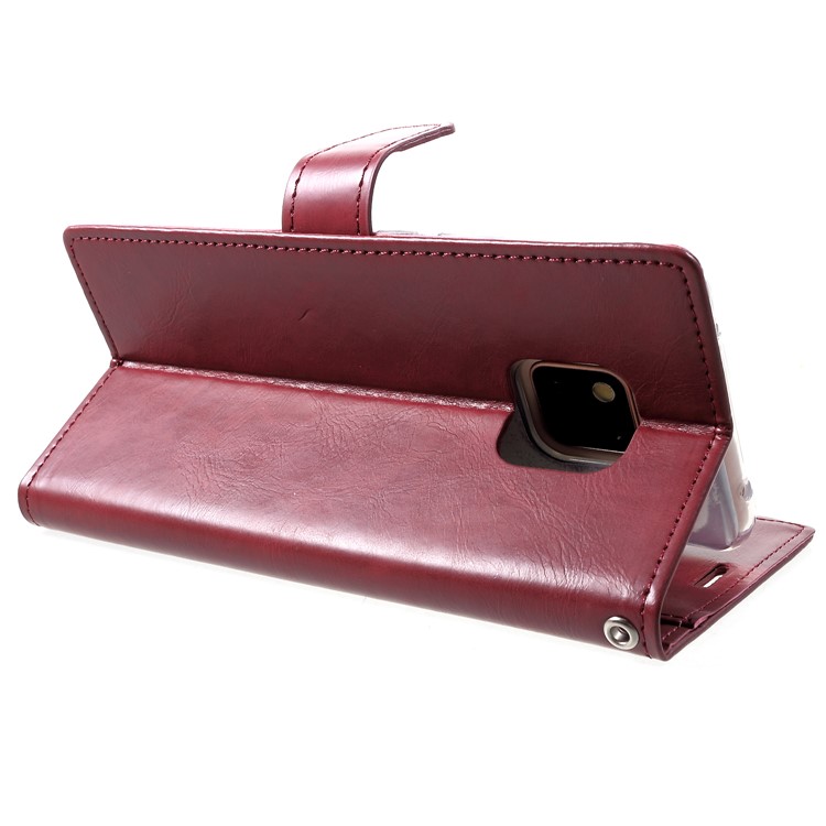 MERCURY GOOSPERY Blue Moon Wallet Leather Shell for Huawei Mate 20 Pro - Wine Red-5