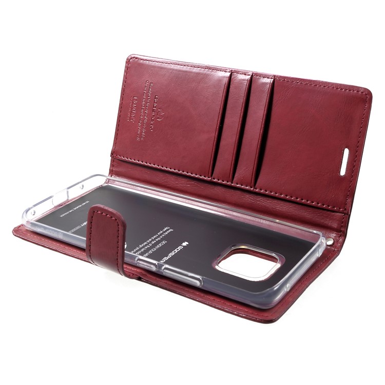 MERCURY GOOSPERY Blue Moon Wallet Leather Shell for Huawei Mate 20 Pro - Wine Red-6