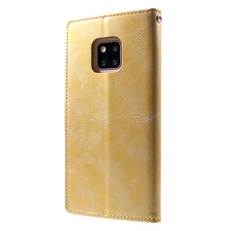 MERCURY GOOSPERY Blue Moon Wallet Leather Cell Phone Cover for Huawei Mate 20 Pro - Gold-2