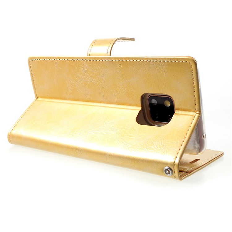 MERCURY GOOSPERY Blue Moon Wallet Leather Cell Phone Cover for Huawei Mate 20 Pro - Gold-5