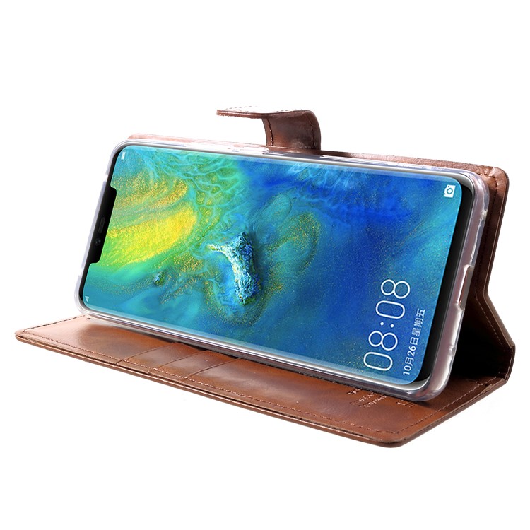 MERCURY GOOSPERY Blue Moon Wallet Leather Protective Shell for Huawei Mate 20 Pro - Coffee-4