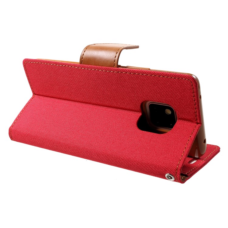 MERCURY GOOSPERY Canvas Leather Wallet Case for Huawei Mate 20 Pro - Red-5