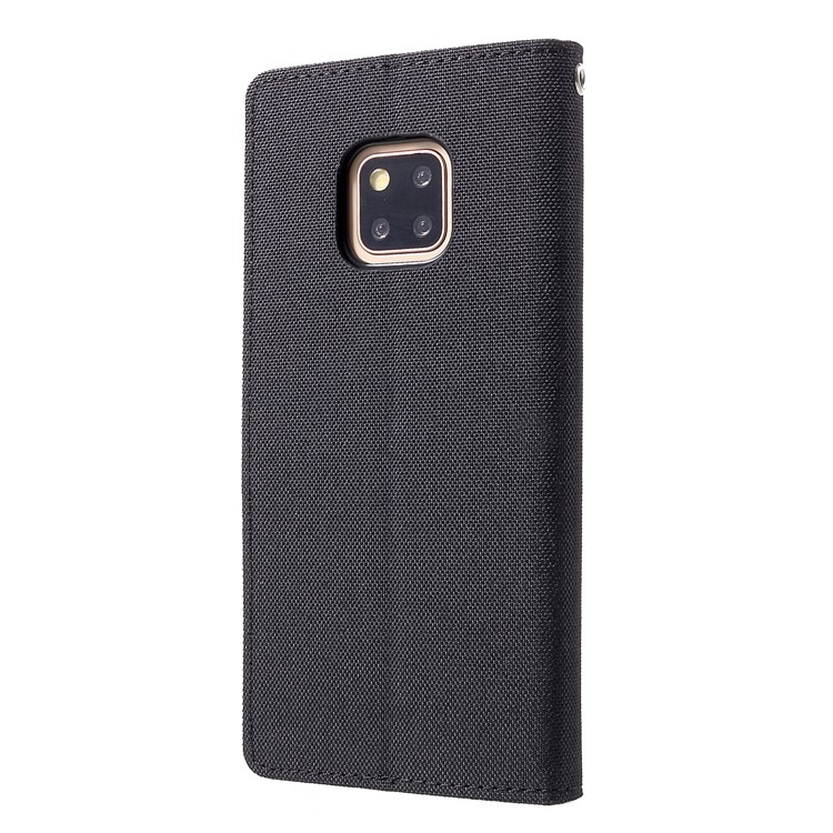 MERCURY GOOSPERY Canvas Leather Wallet Cover for Huawei Mate 20 Pro - Black-2