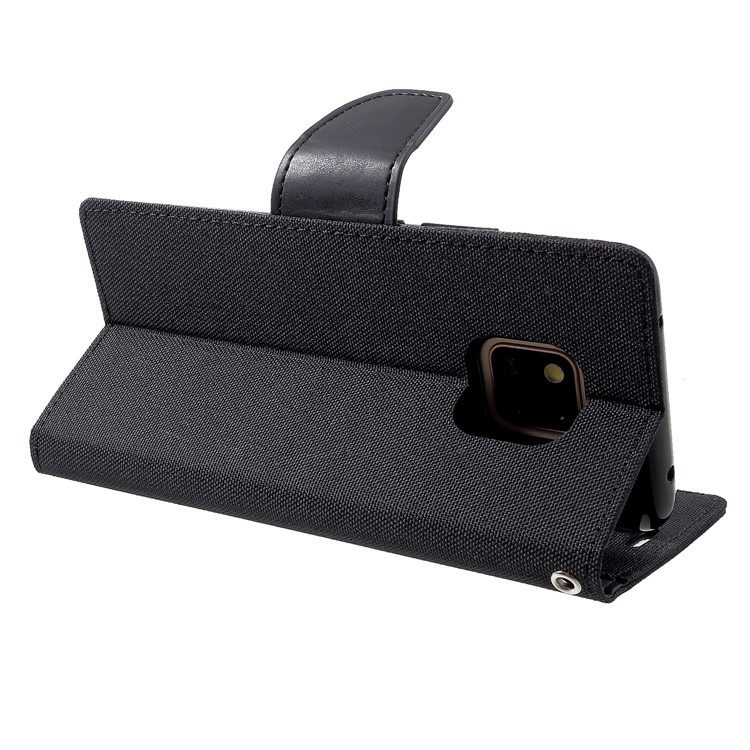 MERCURY GOOSPERY Canvas Leather Wallet Cover for Huawei Mate 20 Pro - Black-5