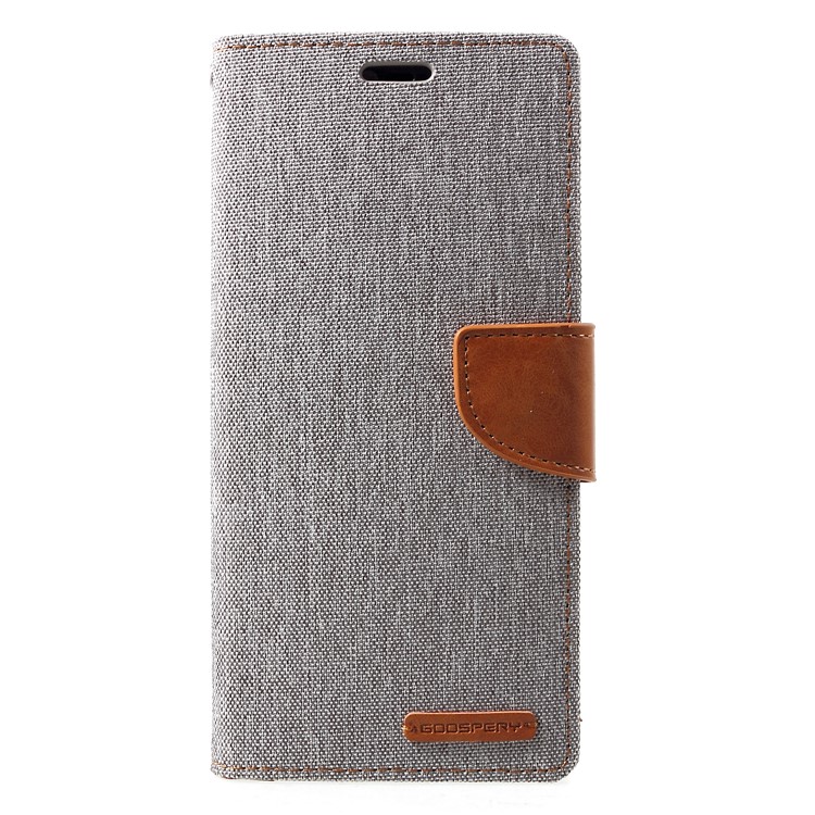 Etui Portefeuille En Cuir Et Toile MERCURY GOOSPERY Pour Compagnon Huawei 20 Pro - Gris-1