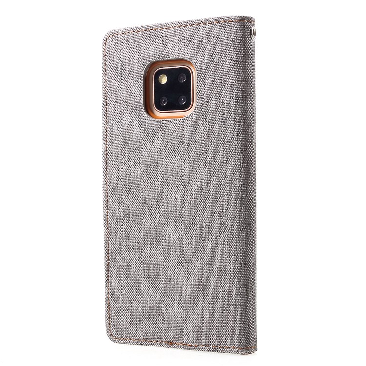 Etui Portefeuille En Cuir Et Toile MERCURY GOOSPERY Pour Compagnon Huawei 20 Pro - Gris-2