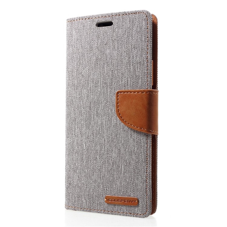 Etui Portefeuille En Cuir Et Toile MERCURY GOOSPERY Pour Compagnon Huawei 20 Pro - Gris-3