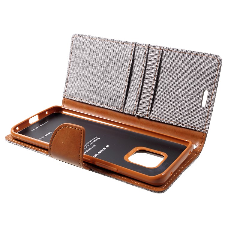 Etui Portefeuille En Cuir Et Toile MERCURY GOOSPERY Pour Compagnon Huawei 20 Pro - Gris-6