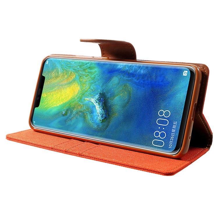 MERCURY GOOSPERY Брезентовый Чехол Из Кожзаменителя Для Huawei Mate 20 Pro - Оранжевый-4