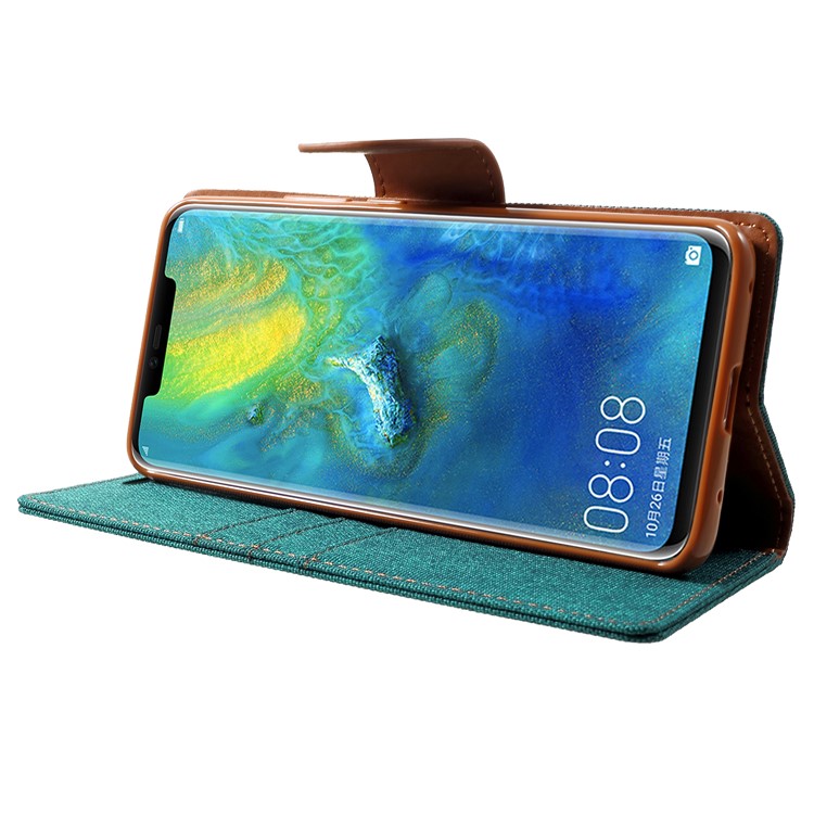 MERCURY GOOSPERY Etui De Protection En Cuir Pour Portefeuille Pour Huawei Mate 20 Pro - Vert-4
