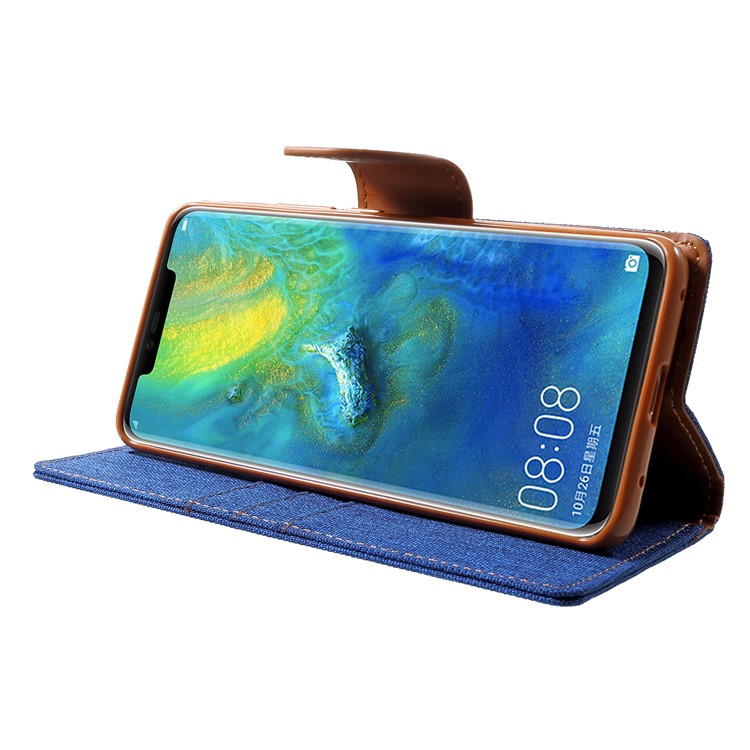 MERCURY GOOSPERY Canvas Leather Stand Case with Card Slots for Huawei Mate 20 Pro - Baby Blue-4
