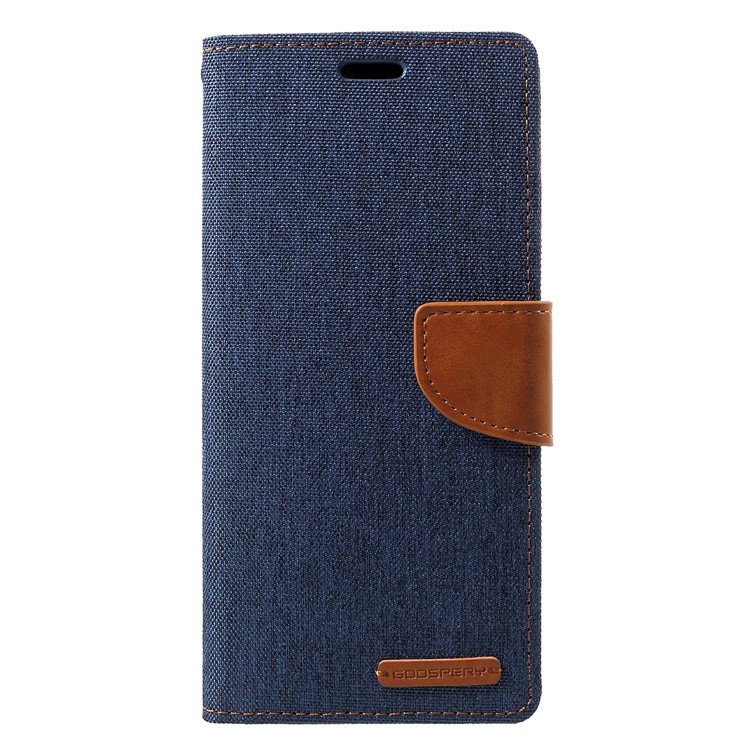 MERCURY GOOSPERY Canvas Leather Stand Cover with Card Slots for Huawei Mate 20 Pro - Dark Blue-1