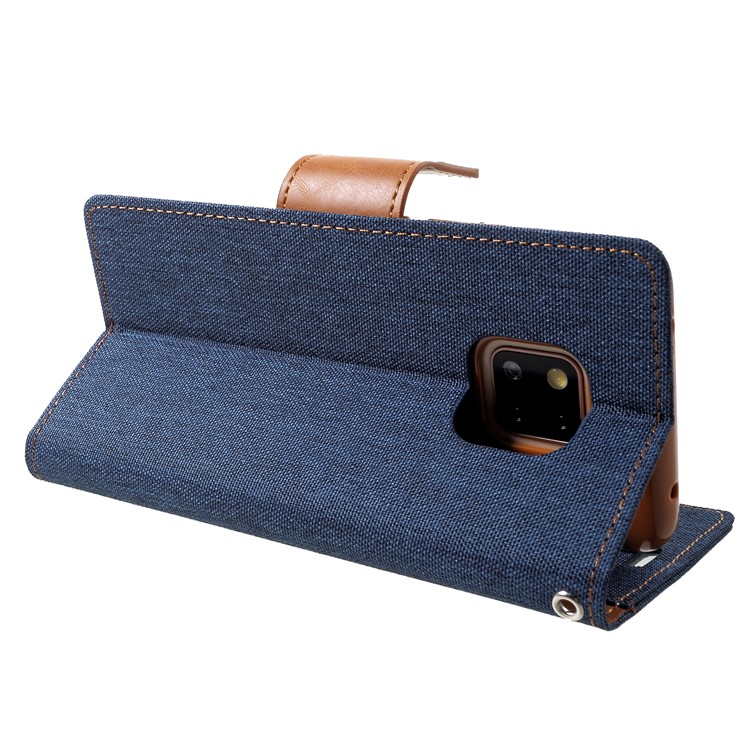 MERCURY GOOSPERY Canvas Leather Stand Cover with Card Slots for Huawei Mate 20 Pro - Dark Blue-5