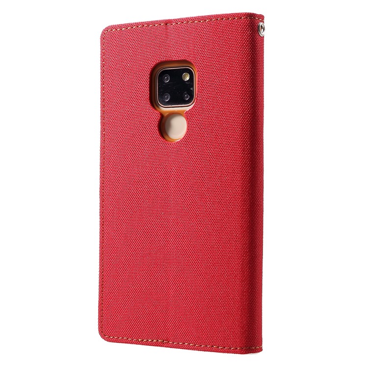 MERCURY GOOSPERY Canvas Diary Leather Wallet Case for Huawei Mate 20 - Red-2