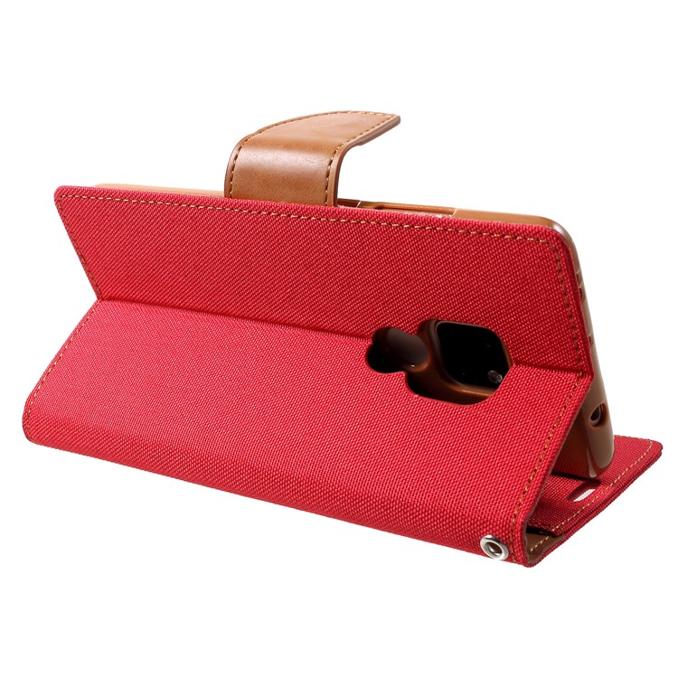 MERCURY GOOSPERY Canvas Diary Leather Wallet Case for Huawei Mate 20 - Red-5