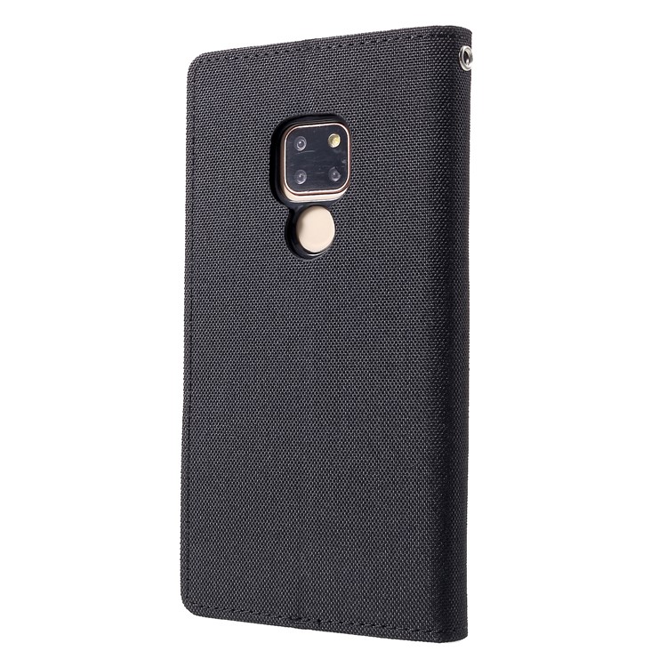 MERCURY GOOSPERY Canvas Diary Leather Stand Cover for Huawei Mate 20 - Black-2