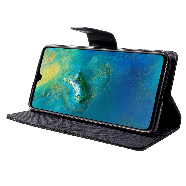 MERCURY GOOSPERY Canvas Diary Leather Stand Cover for Huawei Mate 20 - Black-4