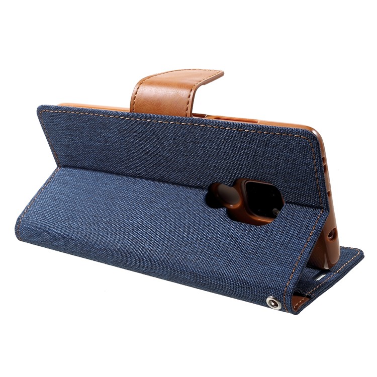 MERCURY GOOSPERY Canvas Diary Leather Mobile Phone Shell for Huawei Mate 20 - Dark Blue-5