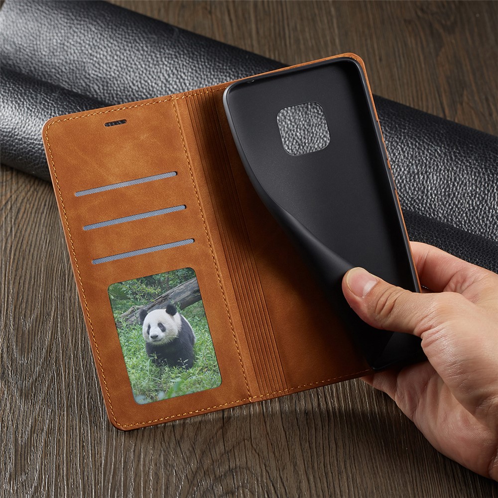 FORWENW Funda De Cuero Con Soporte De PU Auto Absorbente Para Huawei Mate 20 Pro - Marrón-10