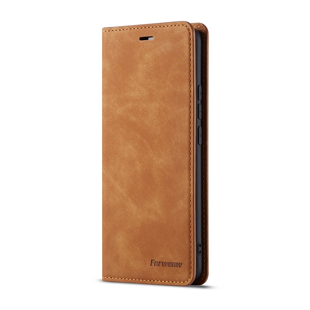 FORWENW Funda De Cuero Con Soporte De PU Auto Absorbente Para Huawei Mate 20 Pro - Marrón-2