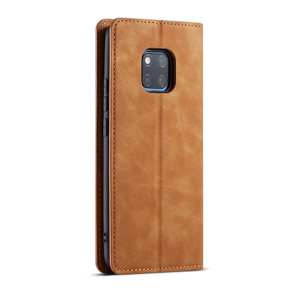 FORWENW Funda De Cuero Con Soporte De PU Auto Absorbente Para Huawei Mate 20 Pro - Marrón-3