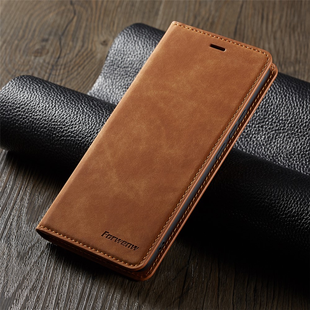 FORWENW Funda De Cuero Con Soporte De PU Auto Absorbente Para Huawei Mate 20 Pro - Marrón-6