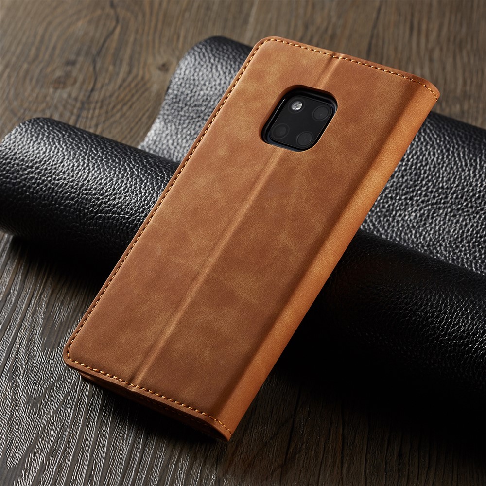 FORWENW Funda De Cuero Con Soporte De PU Auto Absorbente Para Huawei Mate 20 Pro - Marrón-7