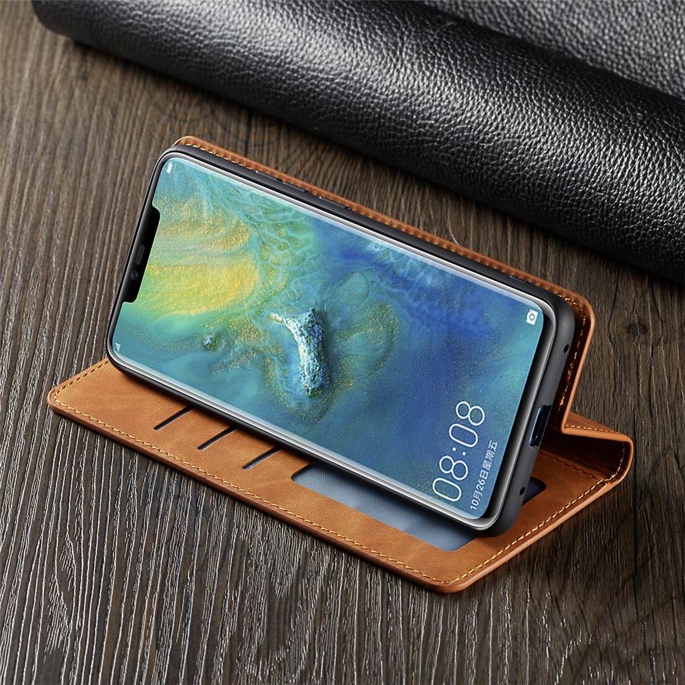 FORWENW Funda De Cuero Con Soporte De PU Auto Absorbente Para Huawei Mate 20 Pro - Marrón-9