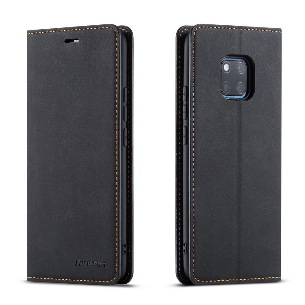 FORWENW Fantasy Series Auto-absorbed Silky Touch Leather Wallet Stand Cover for Huawei Mate 20 Pro - Black-1