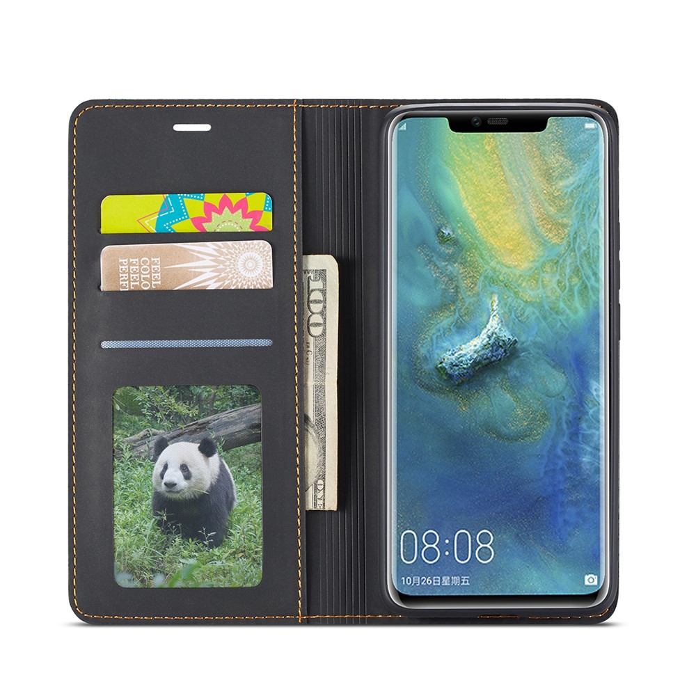 FORWENW FANTASY SERIES Auto-Absiled Silky Touch Кожаный Кошелек Подставка Для Подставки Для Huawei Mate 20 Pro - Чернить