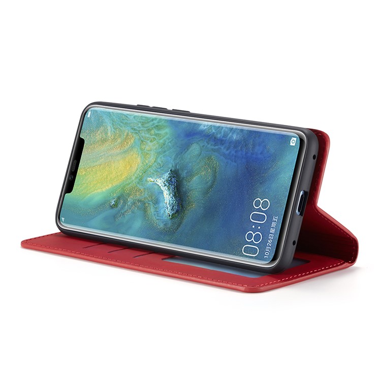 FORWENW Auto-absorvido PU Carteira De Couro Stand Shell Para Huawei Mate 20 Pro - Vermelho-5