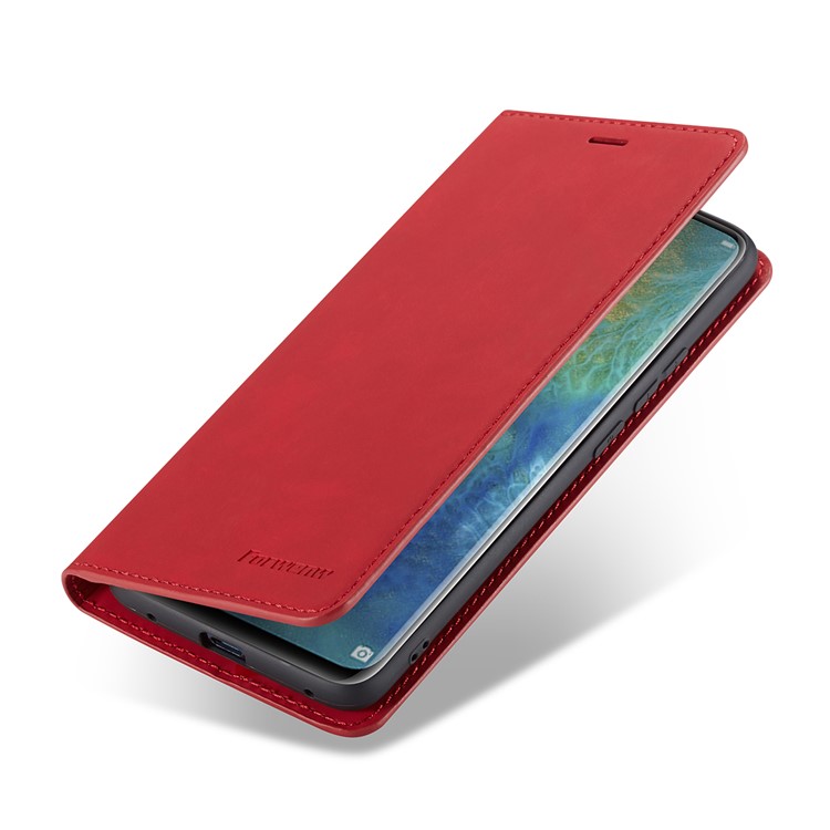 FORWENW Auto-absorvido PU Carteira De Couro Stand Shell Para Huawei Mate 20 Pro - Vermelho-6