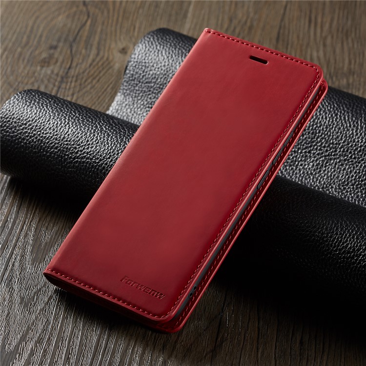 FORWENW Auto-absorvido PU Carteira De Couro Stand Shell Para Huawei Mate 20 Pro - Vermelho-7