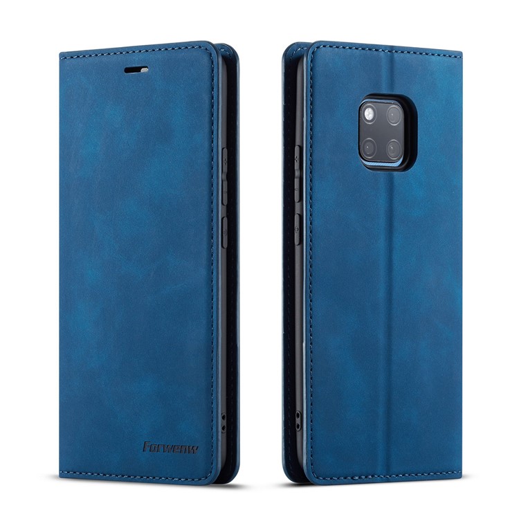 FORWENW Fantasy Series Auto-absorbed Silky Touch Leather Wallet Stand Casing for Huawei Mate 20 Pro - Blue-1