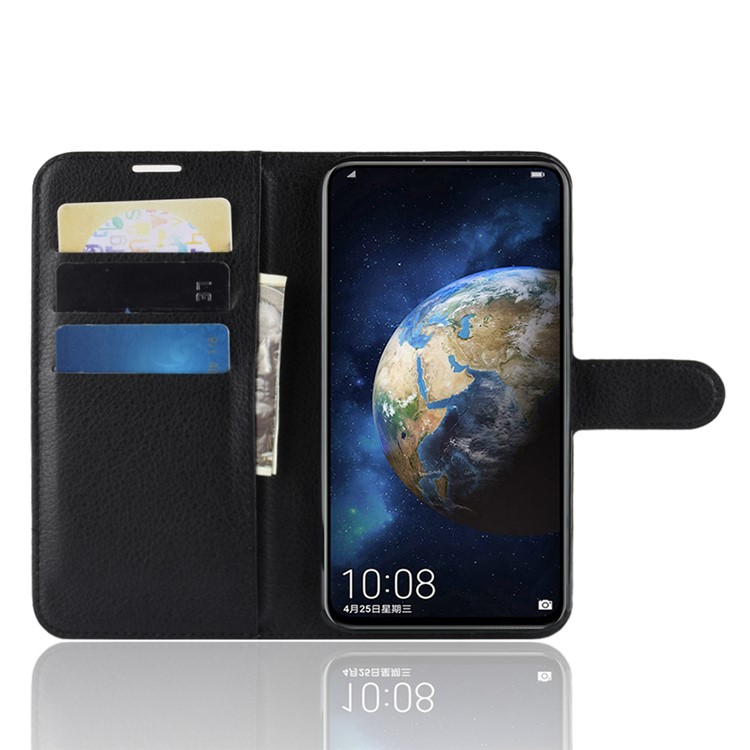 Litchi Skin Wallet Leather Stand Case for Huawei Honor Magic 2 - Black-7