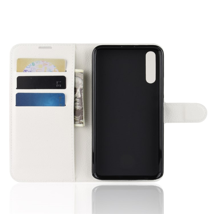 Litchi Skin Wallet Leather Stand Cover for Huawei Honor Magic 2 - White-6
