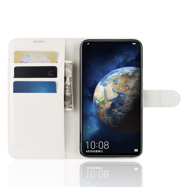 Litchi Skin Wallet Leather Stand Cover for Huawei Honor Magic 2 - White-8