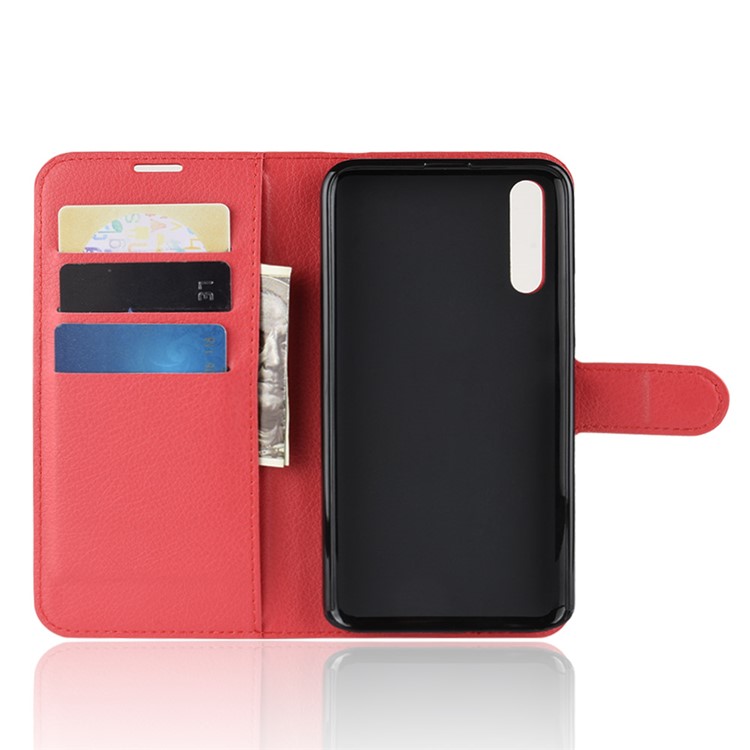 Litchi Skin Wallet Leather Stand Phone Case for Huawei Honor Magic 2 - Red-6