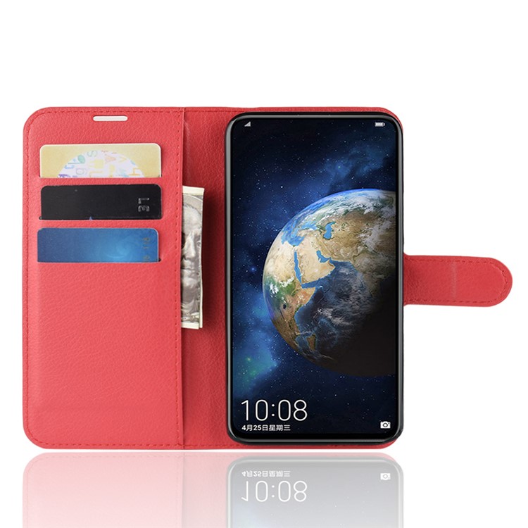 Litchi Skin Wallet Leather Stand Phone Case for Huawei Honor Magic 2 - Red-7