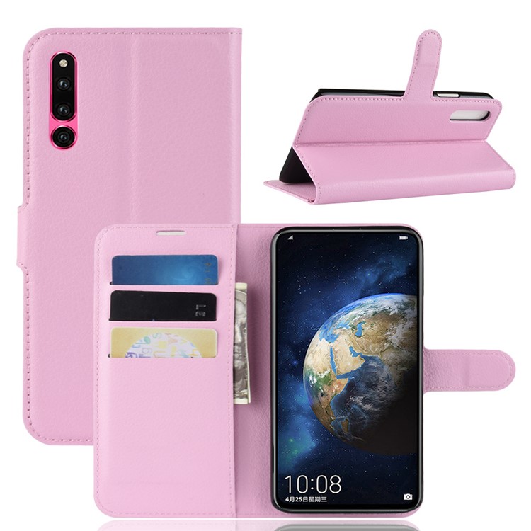 Litchi Skin Leather Wallet Case for Huawei Honor Magic 2 - Pink-2